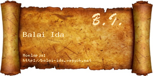 Balai Ida névjegykártya